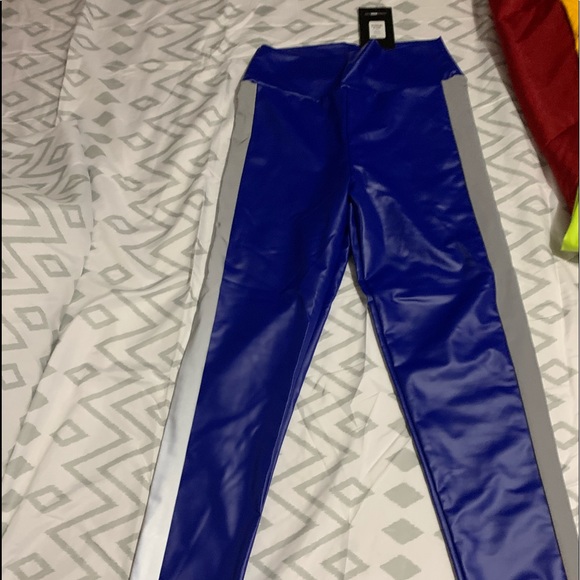 Blue leggings with reflective side strip - Picture 1 of 2